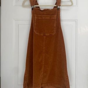 Corduroy Rust Orange Overall Dress